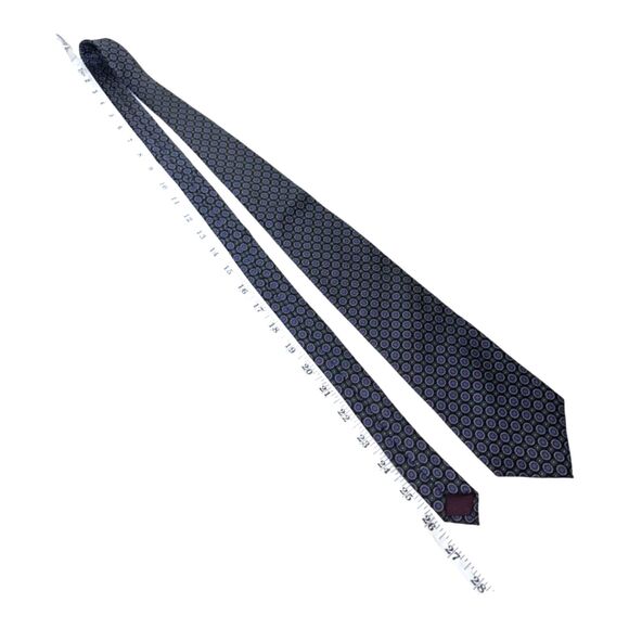 BURT PULITZER Tie All Silk Purple and Blue Geometric Print - Picture 3 of 5